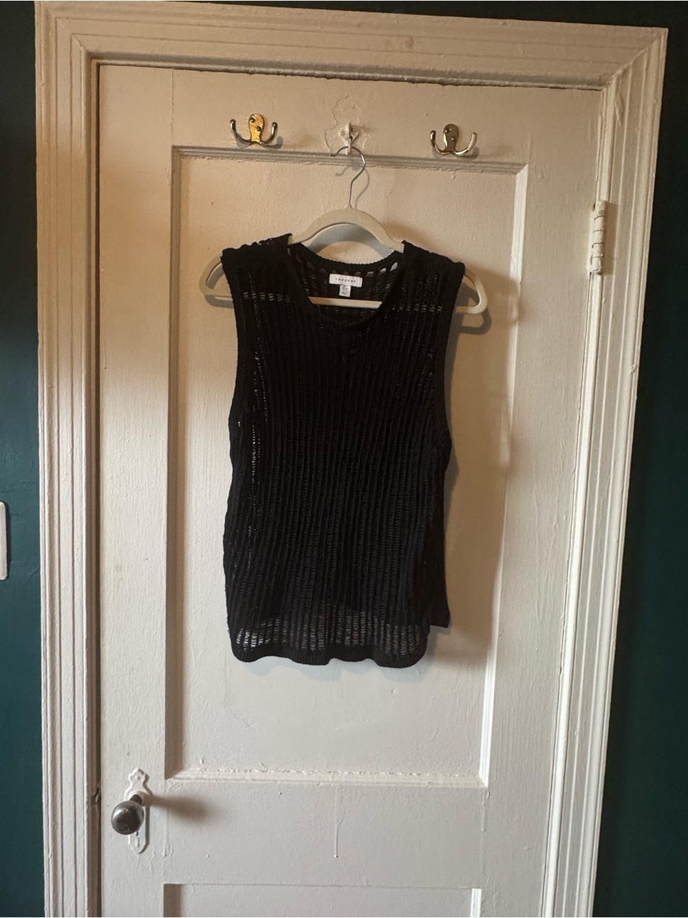 Topshop Black Open-Knit Sleeveless Tank
